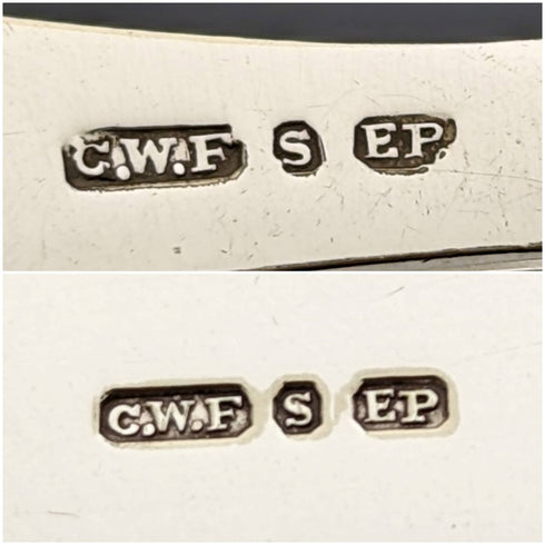 1930年左右英國復古白蝴蝶貝柄魚餐具12對套裝盒裝